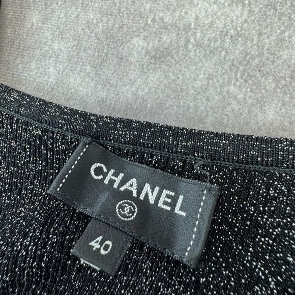 Chanel 22B Shimmering Black Tank Crop Camisole Top 40 - Picture 11 of 16